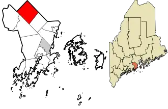Location in Knox County and the state of Maine.