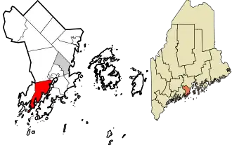 Location in Knox County and the state of Maine