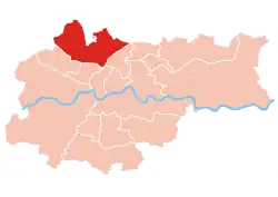 Location of Prądnik Biały within Kraków