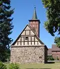 Fieldstone, brick and half-timbered combination at Kranepuhl, Germany, early 13th century