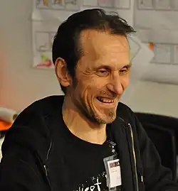 Läjä Äijälä at Helsinki Book Fair in 2010.