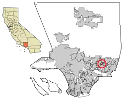 Location of Vincent in Los Angeles County, California.