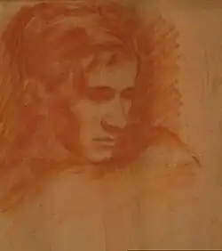 Male Study 26, by LVG, charcoal on paper, 1920s, 14" x 16", Goriansky Family Collection