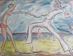 Day at the Beach, by LVG, 1935, drawing and gouache, Goriansky Family Collection