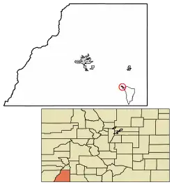 Location of Ignacio in La Plata County, Colorado.