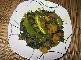 Fried mustard green dish