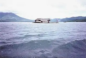 Floating cottages in the lake