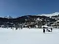 A view of St. Moritz from frozen Lake St. Moritz