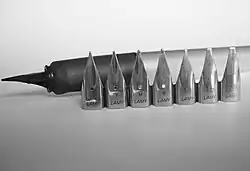 Various line width and style iterations of Lamy Z 50 nibs