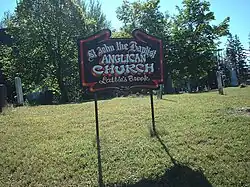 Sign in front of St. John the Baptist Church in Latties Brook