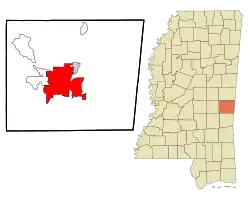Location of Meridian in Lauderdale County