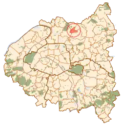 Location (in red) within Paris inner suburbs
