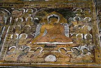 Frescoes of the Buddha and other people