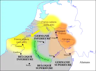 Salian Franks' conquest of Tournai and Cambrai around 440.