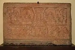 Descent from Tavatimsa Heaven (central scene), 2nd century AD, Mathura.