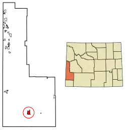 Location within Lincoln County and Wyoming