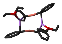 Lithium diphenylcuprate etherate dimer from crystal structure - 3D stick model
