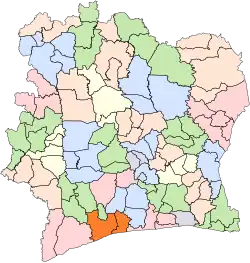 Location of Gbôklé Region in Ivory Coast