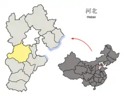 Location of Baoding in Hebei