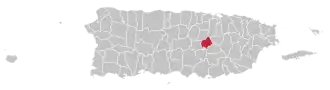 Map of Puerto Rico highlighting Comerío Municipality