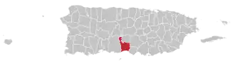 Map of Puerto Rico highlighting Juana Díaz Municipality