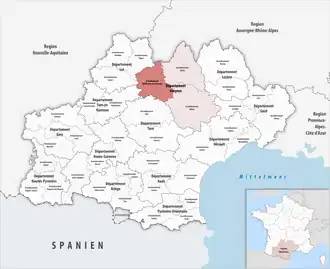 Location within the region Occitanie