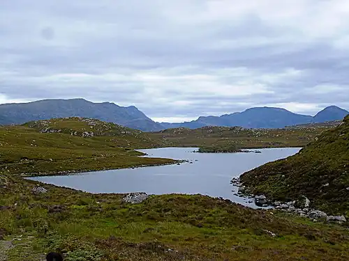 Loch Mhic'ille Riabhaich. Looking South-East across the loch. This one drains into Loch a' Bhaid-luachraich.