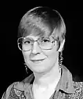 Image 43Lois McMaster Bujold with pixie cut and denim western shirt, 1996. (from 1990s in fashion)