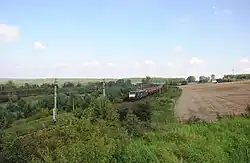 A Lotos Kolej locomotive running by Nowe Dobra