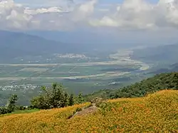 View of Fuli Township in the foreground, in the background is Yuli Township