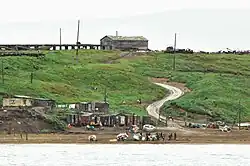 Lorino, boat landing pad with road to community center