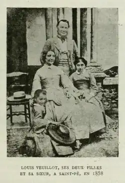 Veuillot, his two Daughters, Agnès and Marie, and his Sister, Élise, 1858.