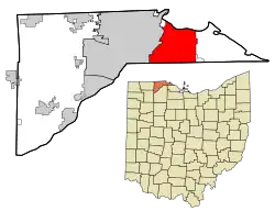 Location in Lucas County and the state of Ohio.