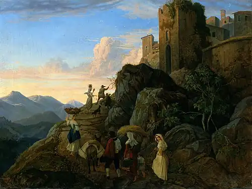 Civitella (Evening) (1827–1828); note: the woman in the foreground depicts Richter's wife