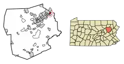 Location of Avoca in Luzerne County, Pennsylvania