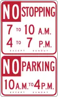 No Stopping/No Parking Specific Hours R29(CA)