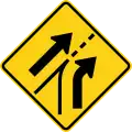 W4-6R Added right lane (entering roadway)