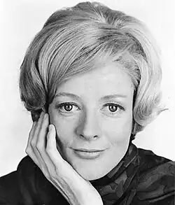 Black-and-white portrait of Maggie Smith