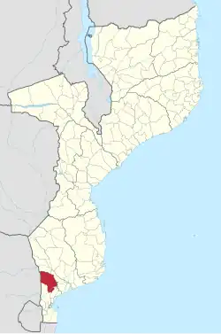 Magude District on the map of Mozambique