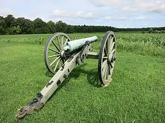 Photo shows 12-pounder Napoleon gun, rear view.