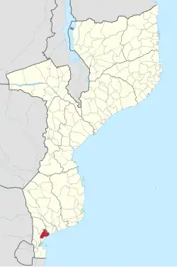 Manhiça District on the map of Mozambique
