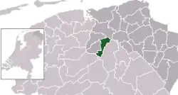 Highlighted position of Leek in a municipal map of Groningen