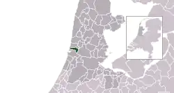 Highlighted position of Beverwijk in a municipal map of North Holland
