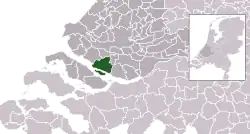 Highlighted position of Korendijk in a municipal map of South Holland