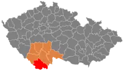 Location in the South Bohemian Region within the Czech Republic