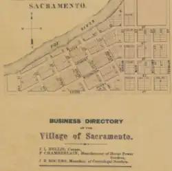 Map and Business Directory of Sacramento, Wisconsin (1860)