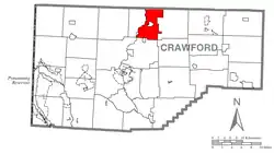 Location of Cambridge Township in Crawford County
