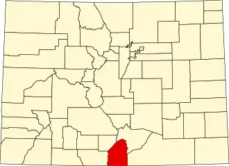 State map highlighting Costilla County