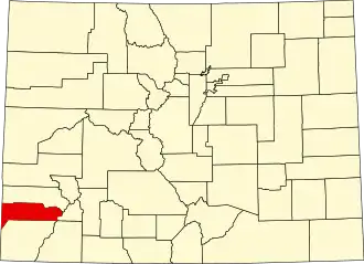 State map highlighting Dolores County