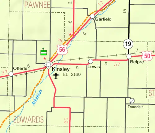 KDOT map of Edwards County (legend)